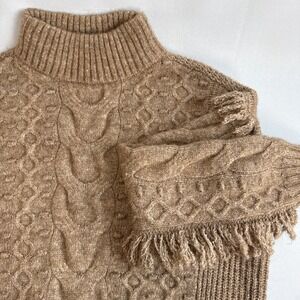 A.N.A. A New Approach‎ Fringed Pullover Sweater Small Lt. Brown Long Sleeve